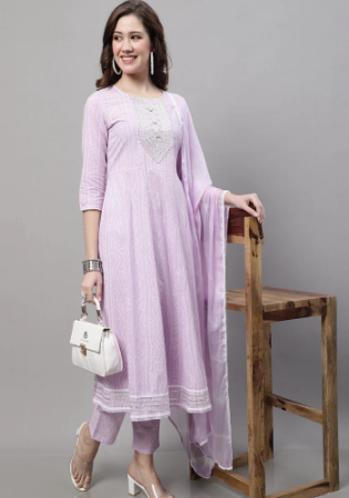 Picture of Alluring Cotton Violet Readymade Salwar Kameez