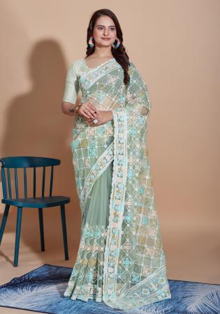 Picture of Exquisite Net Light Slate Grey Saree
