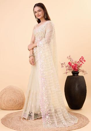 Picture of Ideal Net Beige Saree