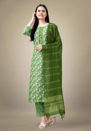 Picture of Rayon Dark Olive Green Readymade Salwar Kameez