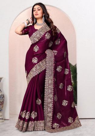 Picture of Appealing Crepe & Silk Saddle Brown Saree