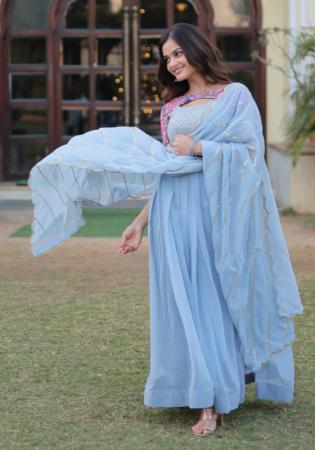 Picture of Comely Georgette Violet Readymade Gown