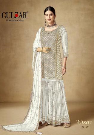 Picture of Comely Chiffon Beige Straight Cut Salwar Kameez