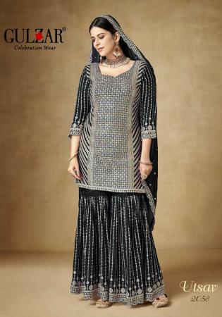 Picture of Lovely Chiffon Black Straight Cut Salwar Kameez