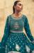 Picture of Sightly Georgette Teal Straight Cut Salwar Kameez