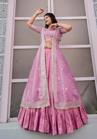 Picture of Alluring Silk Rosy Brown Readymade Lehenga Choli