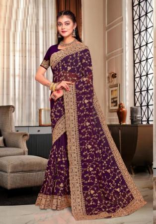 Picture of Bewitching Georgette Purple Saree