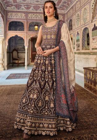 Picture of Beauteous Silk Rosy Brown Readymade Gown