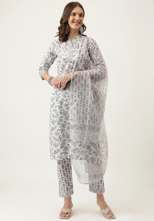 Picture of Lovely Cotton Grey Readymade Salwar Kameez