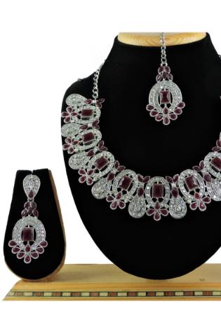 Picture of Amazing Maroon Necklace Set