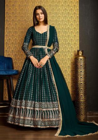 Picture of Marvelous Georgette Dark Green Readymade Gown
