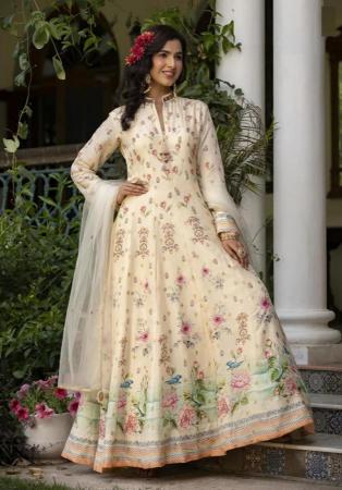 Picture of Well Formed Chiffon Tan Readymade Salwar Kameez