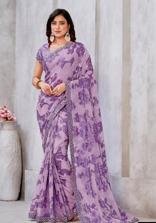 Picture of Bewitching Georgette Plum Saree