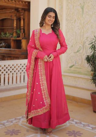 Picture of Bewitching Silk Light Pink Readymade Gown