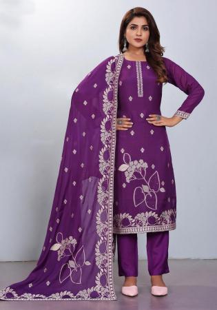 Picture of Enticing Chiffon Purple Readymade Salwar Kameez