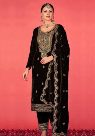 Picture of Radiant Synthetic Black Straight Cut Salwar Kameez