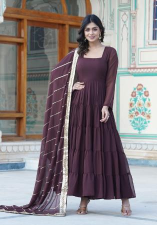 Picture of Shapely Georgette Dim Gray Readymade Gown