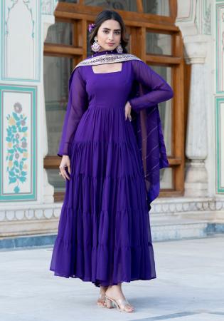 Picture of Marvelous Georgette Purple Readymade Gown