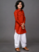 Picture of Classy Silk Fire Brick Kids Kurta Pyjama