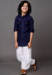 Picture of Nice Silk Navy Blue Kids Kurta Pyjama