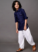 Picture of Nice Silk Navy Blue Kids Kurta Pyjama