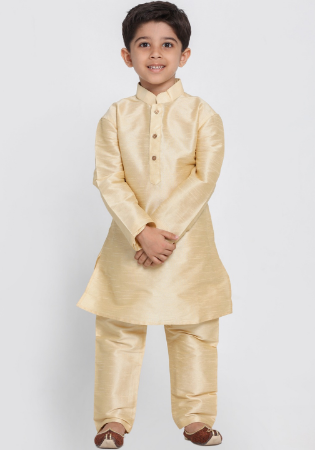 Picture of Radiant Silk Tan Kids Kurta Pyjama