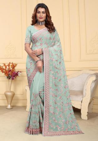Picture of Shapely Georgette Powder Blue Saree