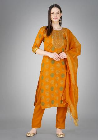 Picture of Sightly Cotton Golden Rod Readymade Salwar Kameez