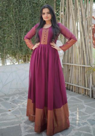 Picture of Beauteous Chiffon Brown Readymade Gown
