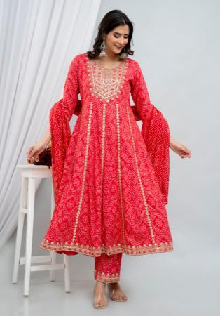 Picture of Rayon & Cotton Crimson Readymade Salwar Kameez