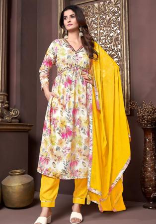 Picture of Superb Rayon White Readymade Salwar Kameez