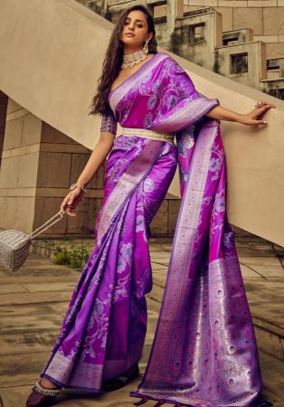 Picture of Sightly Satin & Brasso Dark Orchid Saree