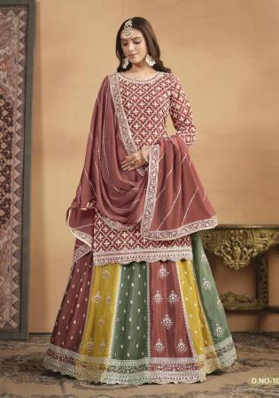 Picture of Chiffon Indian Red Straight Cut Salwar Kameez