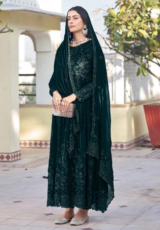 Picture of Splendid Georgette Dark Green Anarkali Salwar Kameez