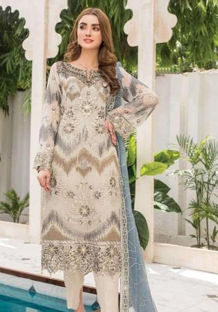 Picture of Sightly Georgette Bisque Straight Cut Salwar Kameez