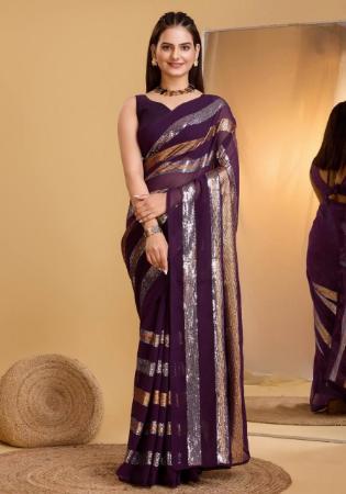 Picture of Ideal Georgette & Silk Brown Saree