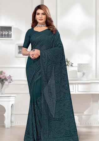 Picture of Bewitching Georgette Dark Slate Grey Saree