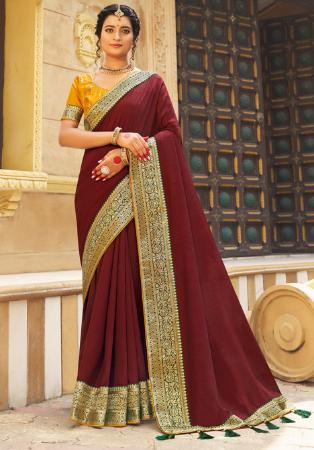 Picture of Ravishing Silk Maroon Saree