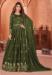 Picture of Well Formed Silk Dark Olive Green Anarkali Salwar Kameez