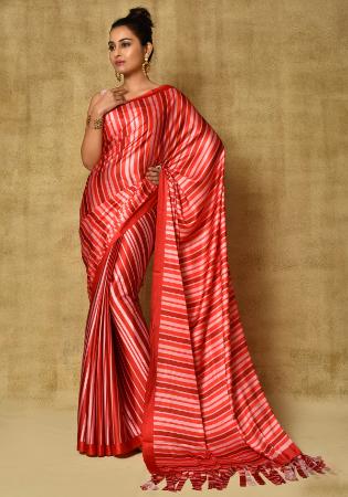 Picture of Ravishing Satin Indian Red Saree
