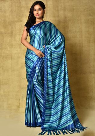Picture of Exquisite Satin Slate Blue Saree