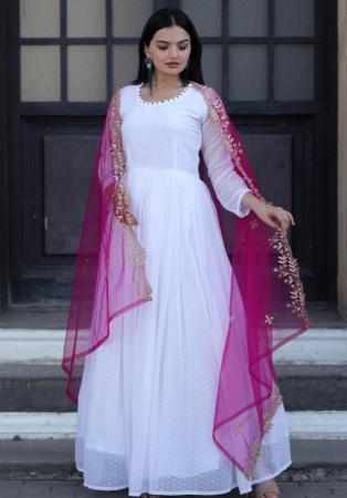 Picture of Superb Georgette White Readymade Gown