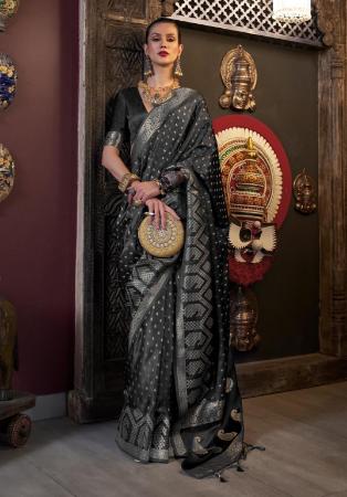 Picture of Comely Satin & Silk Black Saree