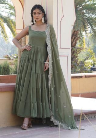Picture of Excellent Georgette Medium Sea Green Readymade Gown