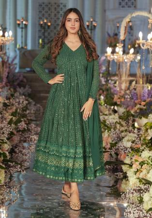 Picture of Radiant Georgette Sea Green Readymade Gown