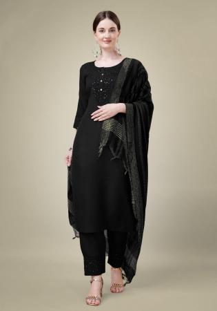 Picture of Fascinating Cotton Black Readymade Salwar Kameez