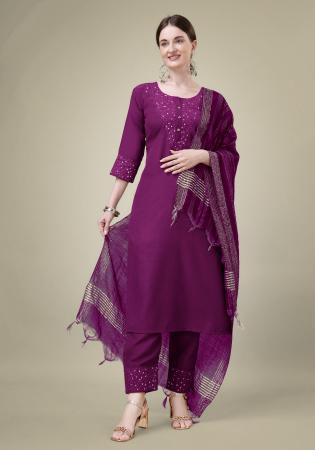 Picture of Charming Cotton Purple Readymade Salwar Kameez