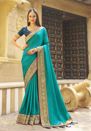 Picture of Gorgeous Silk Teal Saree