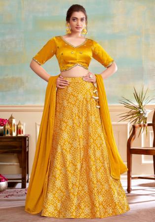Picture of Radiant Georgette Golden Rod Readymade Lehenga Choli