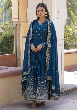 Picture of Sightly Georgette Midnight Blue Readymade Gown